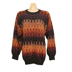 🥾 YANA Multicolor Geometric Alpaca Wool Sweater, Size L